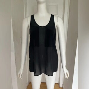 T Alexander Wang Silk Women's Muscle Tee Top Tank  Black Sheer Sz S Sleeveless